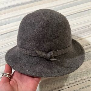 August 100% Wool Cloche Hat In Grey
